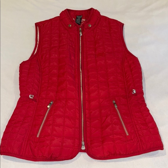 Olsen Europe Quilted Vest Red Sporty Design Classy Women's Size 10 - Picture 3 of 16